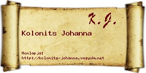 Kolonits Johanna névjegykártya