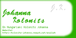 johanna kolonits business card
